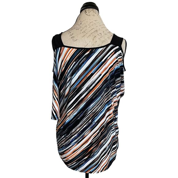 Cato Womens Blouse Sz Medium off-shoulder Striped  Colorful Y2k 2000's Retro - Picture 3 of 14